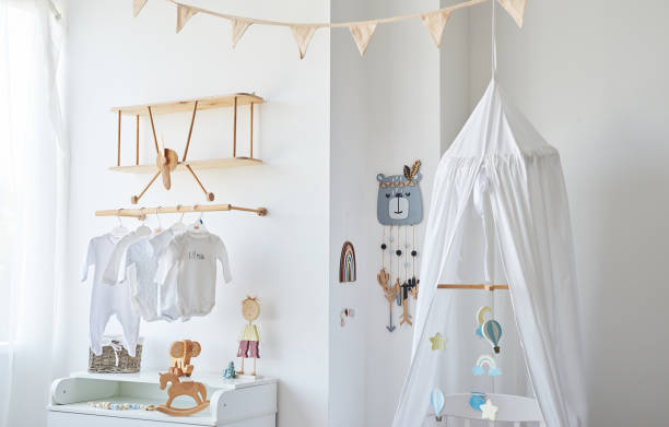 Adorable baby-themed gifts and nursery decor in soft pastel colors