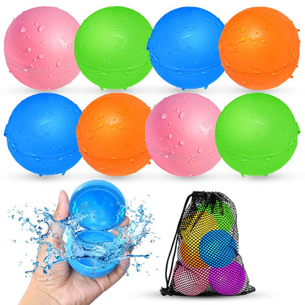 SOPPYCID 12Pcs Reusable Water Balloons, Pool Beach Water Toys for Boys and Girls, Outdoor Summer Toys for Kids Ages 3-12, Magnetic Water Ball for Outdoor Activities