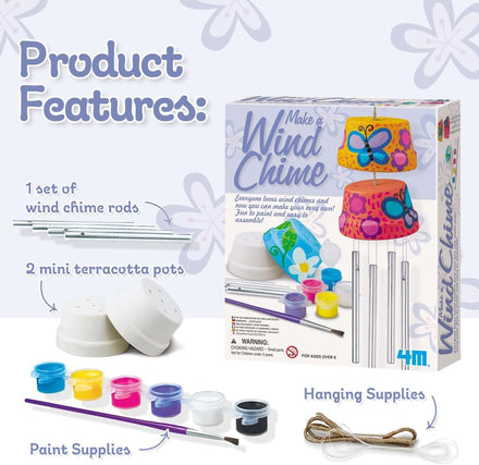 4M Make A Wind Chime Kit - Arts & Crafts Construct & Paint A Wind Powered Musical Chime DIY Gift for Kids, Boys & Girls