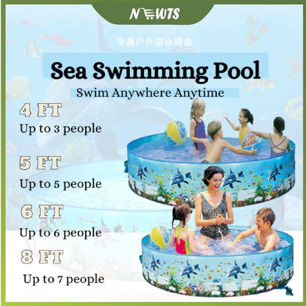 Play Pool for Kids Plastic Outdoor Swimming Pool Non-inflatable Folding Round Water Pool Children Snapset Swimming Pool(8FT (244CM x 38CM),Dinosaur)