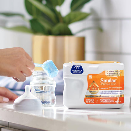 Similac 360 Total Care Sensitive Infant Formula for Fussiness & Gas Due to Lactose Sensitivity, Has 5 HMO Prebiotics, Non-GMO, Baby Formula Powder, 20.1-oz Tub