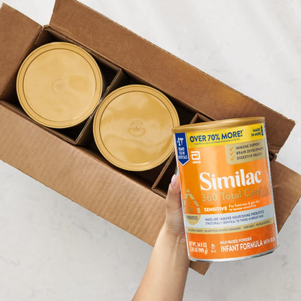 Similac 360 Total Care Sensitive Infant Formula for Fussiness & Gas Due to Lactose Sensitivity, Has 5 HMO Prebiotics, Non-GMO, Baby Formula Powder, 34.9-oz Value Can, Pack of 3