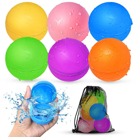SOPPYCID 12Pcs Reusable Water Balloons, Pool Beach Water Toys for Boys and Girls, Outdoor Summer Toys for Kids Ages 3-12, Magnetic Water Ball for Outdoor Activities