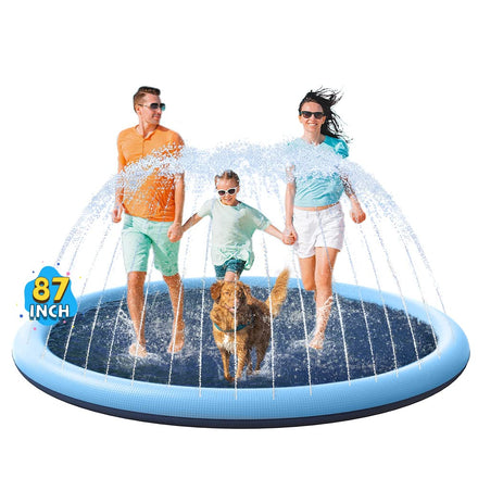 VISTOP Non-Slip Splash Pad for Kids and Dog, Thicken Sprinkler Pool Summer Outdoor Water Toys - Fun Backyard Fountain Play Mat for Baby Girls Boys Children or Pet Dog (59 inch, Red&Yellow&Green&Blue)