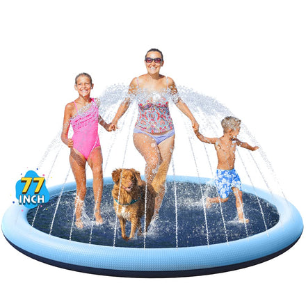 VISTOP Non-Slip Splash Pad for Kids and Dog, Thicken Sprinkler Pool Summer Outdoor Water Toys - Fun Backyard Fountain Play Mat for Baby Girls Boys Children or Pet Dog (59 inch, Red&Yellow&Green&Blue)