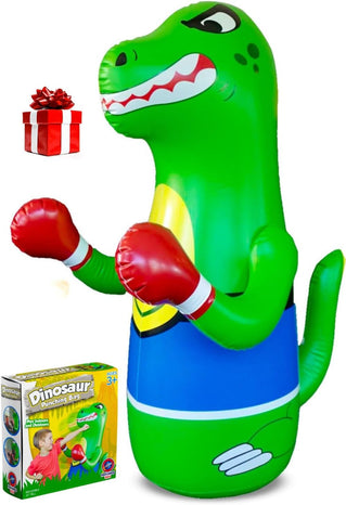 Inflatable Dinosaur Punching Bag for Kids – Bop Bag for Toddlers and Children Ages 3-14 – 47" Blow Up Toy with Bounce-Back Action – Fill Base with Sand or Water