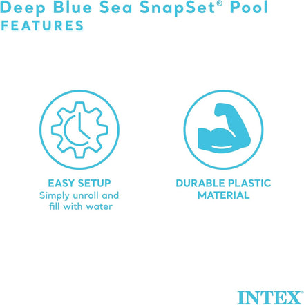 Intex Deep Sea Blue 8 Feet x 18 Inch SnapSet Instant Round Plastic Above Ground Swimming Kiddie Pool for Ages 3 Years and Up, Blue