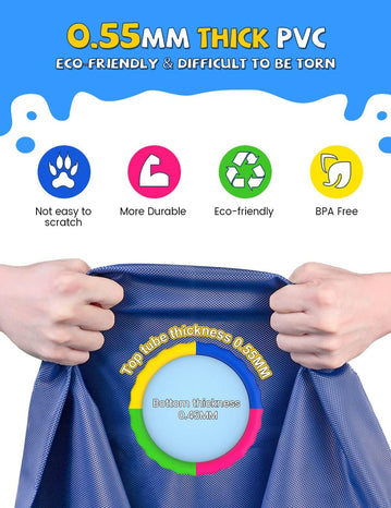 VISTOP Non-Slip Splash Pad for Kids and Dog, Thicken Sprinkler Pool Summer Outdoor Water Toys - Fun Backyard Fountain Play Mat for Baby Girls Boys Children or Pet Dog (59 inch, Red&Yellow&Green&Blue)