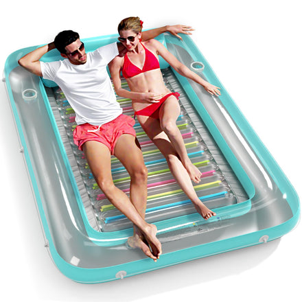 Inflatable Tanning Pool Lounger Float - Jasonwell 4 in 1 Sun Tan Tub Sunbathing Pool Lounge Raft Floatie Toys Water Filled Tanning Bed Mat Pad for Adult Blow Up Kiddie Pool Kids Ball Pit Pool (L)