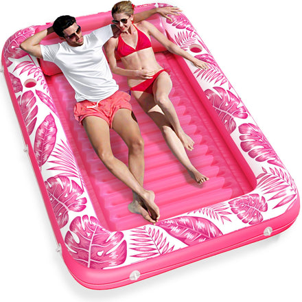Inflatable Tanning Pool Lounger Float - Jasonwell 4 in 1 Sun Tan Tub Sunbathing Pool Lounge Raft Floatie Toys Water Filled Tanning Bed Mat Pad for Adult Blow Up Kiddie Pool Kids Ball Pit Pool (L)