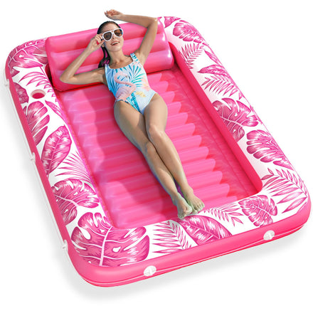 Inflatable Tanning Pool Lounger Float - Jasonwell 4 in 1 Sun Tan Tub Sunbathing Pool Lounge Raft Floatie Toys Water Filled Tanning Bed Mat Pad for Adult Blow Up Kiddie Pool Kids Ball Pit Pool (L)