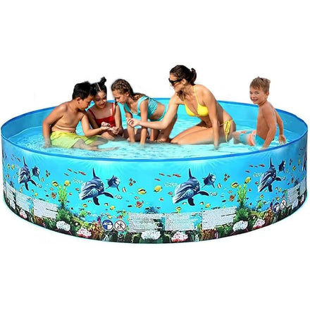 Play Pool for Kids Plastic Outdoor Swimming Pool Non-inflatable Folding Round Water Pool Children Snapset Swimming Pool(8FT (244CM x 38CM),Dinosaur)