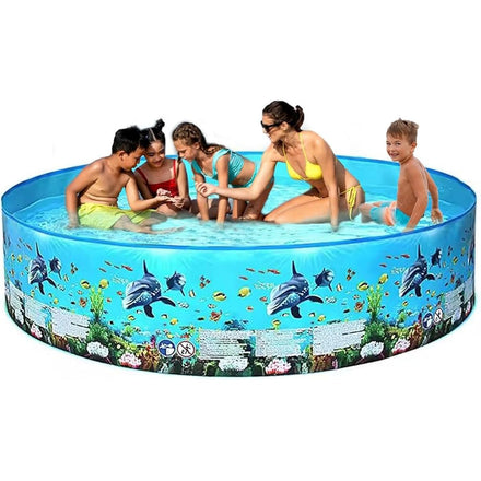 Play Pool for Kids Plastic Outdoor Swimming Pool Non-inflatable Folding Round Water Pool Children Snapset Swimming Pool(8FT (244CM x 38CM),Dinosaur)
