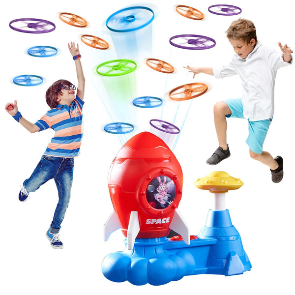 Outdoor Toys for Kids Ages 3-8: Flying Disc Launcher Toy Chasing Games - Summer Outside Yard Activities Chasing Toy for Toddlers Ages 3 4 5 6 7 8 Backyard Games Birthday Gift for Boys Girls, Blue