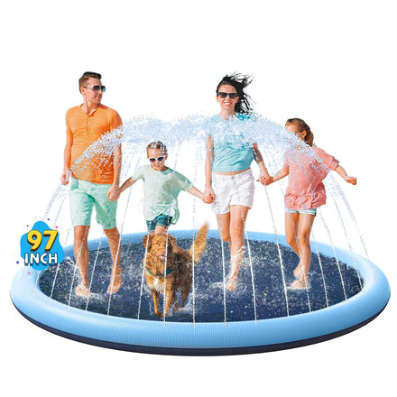 VISTOP Non-Slip Splash Pad for Kids and Dog, Thicken Sprinkler Pool Summer Outdoor Water Toys - Fun Backyard Fountain Play Mat for Baby Girls Boys Children or Pet Dog (59 inch, Red&Yellow&Green&Blue)