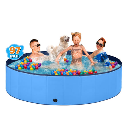 Jecoo Dog Pool for Large Dogs Kiddie Pool Hard Plastic Foldable Dog Bathing Tub Portable Outside Kids Swimming Pool for Pets and Dogs Outdoor Backyard