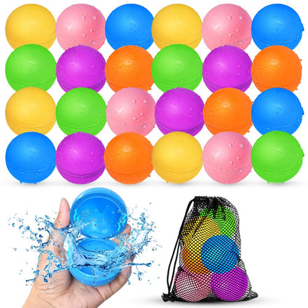 SOPPYCID 12Pcs Reusable Water Balloons, Pool Beach Water Toys for Boys and Girls, Outdoor Summer Toys for Kids Ages 3-12, Magnetic Water Ball for Outdoor Activities