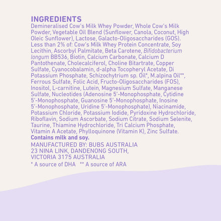 Bubs Essential Infant Formula, with Iron, Cow Milk-Based Powder, for Infants 0-12 Months, Made with Non-GMO Milk, 20 oz