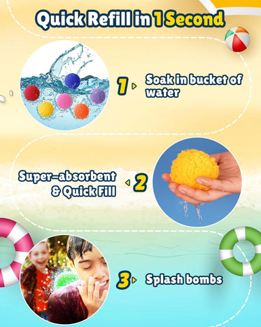 LQYoyz Reusable Water Balloons - 50 PCS Refillable Water Balls for Kids Outdoor Toys Games, Summer Pool Toys Water Play Splash Balls for Backyard Lawn Beach Fun Games for Boys Girls