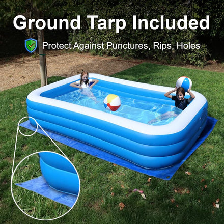 Inflatable Pool for Adults 10' x 6' - Bundle (Ground Tarp and Electric Pump Included) - Easy Setup
