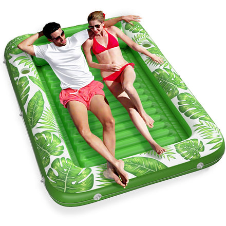 Inflatable Tanning Pool Lounger Float - Jasonwell 4 in 1 Sun Tan Tub Sunbathing Pool Lounge Raft Floatie Toys Water Filled Tanning Bed Mat Pad for Adult Blow Up Kiddie Pool Kids Ball Pit Pool (L)