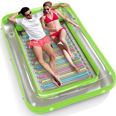 Inflatable Tanning Pool Lounger Float - Jasonwell 4 in 1 Sun Tan Tub Sunbathing Pool Lounge Raft Floatie Toys Water Filled Tanning Bed Mat Pad for Adult Blow Up Kiddie Pool Kids Ball Pit Pool (L)