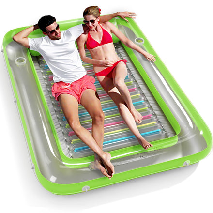 Inflatable Tanning Pool Lounger Float - Jasonwell 4 in 1 Sun Tan Tub Sunbathing Pool Lounge Raft Floatie Toys Water Filled Tanning Bed Mat Pad for Adult Blow Up Kiddie Pool Kids Ball Pit Pool (L)