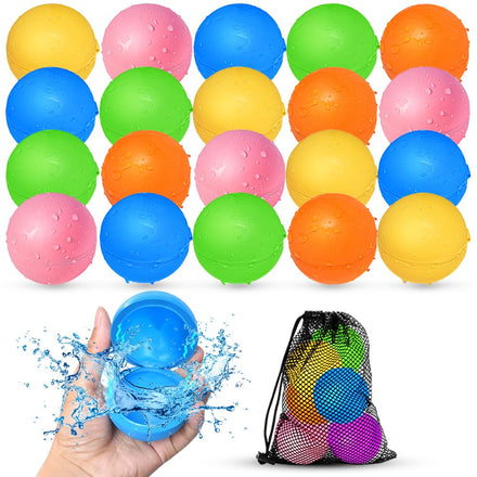 SOPPYCID 12Pcs Reusable Water Balloons, Pool Beach Water Toys for Boys and Girls, Outdoor Summer Toys for Kids Ages 3-12, Magnetic Water Ball for Outdoor Activities