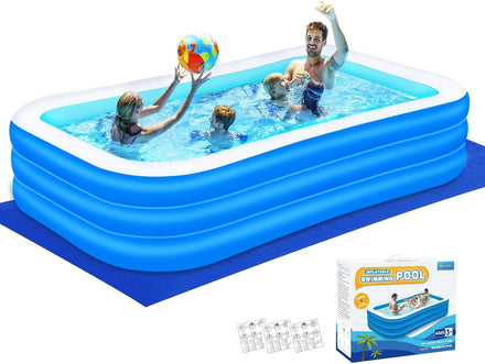 Nattork Inflatable Swimming Pool for Kids and Adults- 118" x 68" x 22" Family Full-Sized Blow Up Pools for kids -Thickened Durable Above Ground Swimming Pool Backyard Lawn, Indoor Outdoor Summer Party