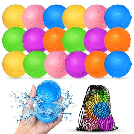 SOPPYCID 12Pcs Reusable Water Balloons, Pool Beach Water Toys for Boys and Girls, Outdoor Summer Toys for Kids Ages 3-12, Magnetic Water Ball for Outdoor Activities