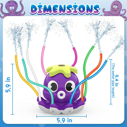 Outdoor Water Spray Sprinkler for Kids and Toddlers, Summer Outside Toys Backyard Games with 8 Wiggle Tubes, Attaches to Garden Hose Splashing Fun Toys for 3 4 5 6 7 8 Year Old Boys Girls Gifts