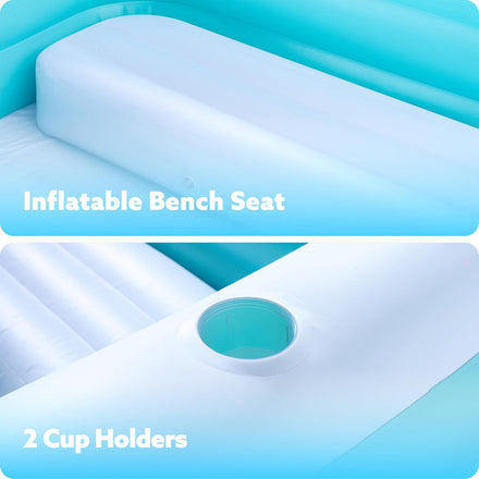 SLOOSH Inflatable Swimming Pool with Seats, 120" x 72" x 22" Full-Sized Blow Up Durable Thickened Above Ground Family Pool for Summer Water Party Backyard Garden Lawn,Cyan