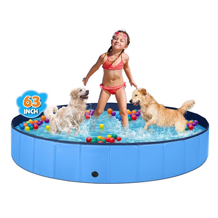 Jecoo Dog Pool for Large Dogs Kiddie Pool Hard Plastic Foldable Dog Bathing Tub Portable Outside Kids Swimming Pool for Pets and Dogs Outdoor Backyard