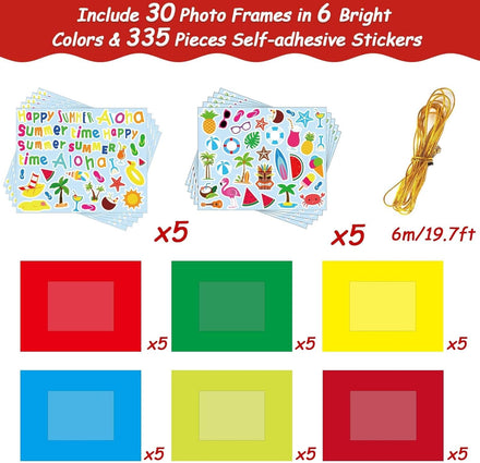 chiazllta 30 Pack Summer Crafts Kit for Kids End of School Year Picture Frames Beach DIY Art Crafts Classroom Summer Activities Game Party Favor