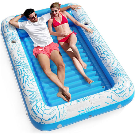 Inflatable Tanning Pool Lounger Float - Jasonwell 4 in 1 Sun Tan Tub Sunbathing Pool Lounge Raft Floatie Toys Water Filled Tanning Bed Mat Pad for Adult Blow Up Kiddie Pool Kids Ball Pit Pool (L)