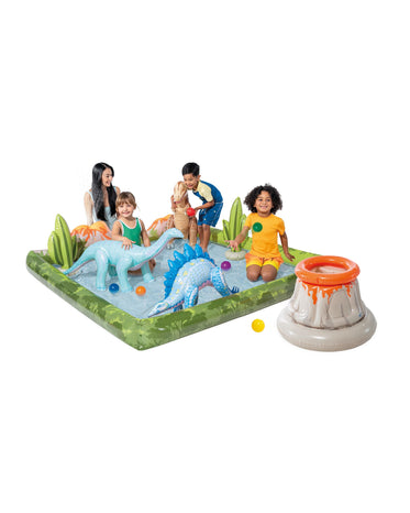 Intex 96" x 78" x 28" Inflatable Jungle Adventure Play Center Spray Kiddie Pool - Backyard Kids Water Slide, Outdoor Blow-Up Splash Pad for Toddlers