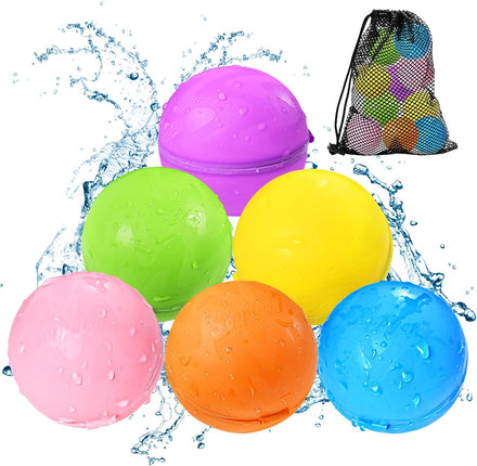 SOPPYCID Reusable Water balloons, Summer Toy Water Toy for Boys and Girls, Pool Beach Toys for Kids ages 3-12, Outdoor Activities Water Toys Self Sealing Water Splash Ball for Fun (6Pack)