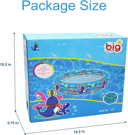 3 Rings Kiddie Pool for Toddler, 48”X12”,Kids Swimming Pool, Inflatable Baby Ball Pit Pool, Small Infant Pool (Blue)