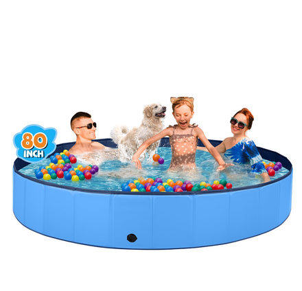 Jecoo Dog Pool for Large Dogs Kiddie Pool Hard Plastic Foldable Dog Bathing Tub Portable Outside Kids Swimming Pool for Pets and Dogs Outdoor Backyard