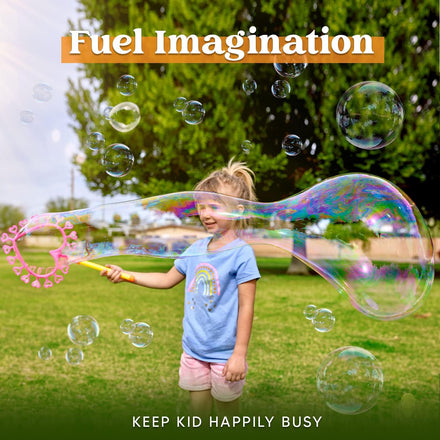 JOYIN Big Bubble Wands Set Bulk for Kids Summer Outdoor Activity Party Favors, 18 Pcs Giant Bubble Maker with Tray, 12" Large, 6 Pcs Solution Suitable for All Age People