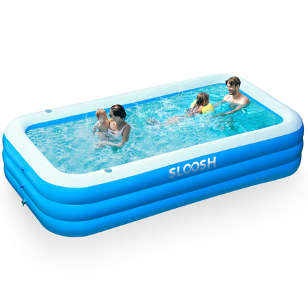SLOOSH Inflatable Swimming Pool with Seats, 120" x 72" x 22" Full-Sized Blow Up Durable Thickened Above Ground Family Pool for Summer Water Party Backyard Garden Lawn,Cyan