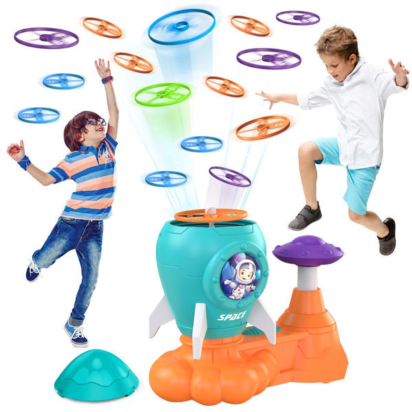 Outdoor Toys for Kids Ages 3-8: Flying Disc Launcher Toy Chasing Games - Summer Outside Yard Activities Chasing Toy for Toddlers Ages 3 4 5 6 7 8 Backyard Games Birthday Gift for Boys Girls, Blue