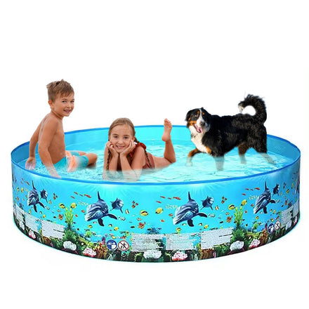 Play Pool for Kids Plastic Outdoor Swimming Pool Non-inflatable Folding Round Water Pool Children Snapset Swimming Pool(8FT (244CM x 38CM),Dinosaur)