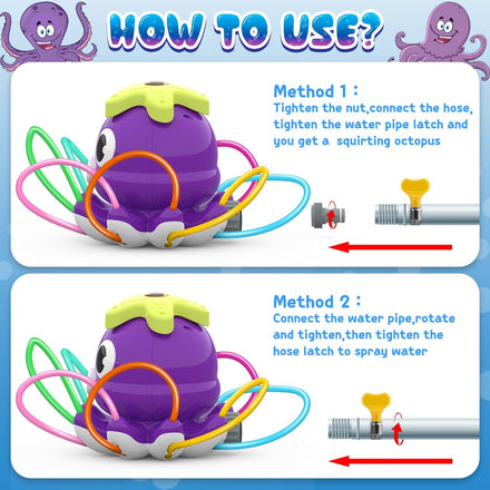 Outdoor Water Spray Sprinkler for Kids and Toddlers, Summer Outside Toys Backyard Games with 8 Wiggle Tubes, Attaches to Garden Hose Splashing Fun Toys for 3 4 5 6 7 8 Year Old Boys Girls Gifts