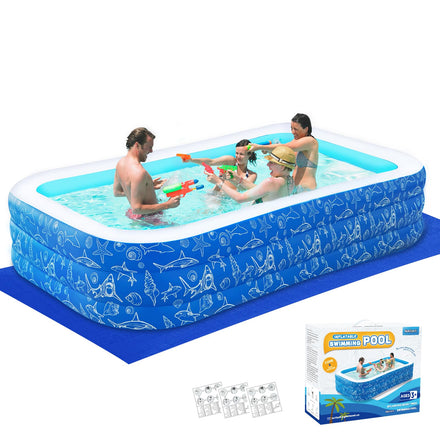 Nattork Inflatable Swimming Pool for Kids and Adults- 118" x 68" x 22" Family Full-Sized Blow Up Pools for kids -Thickened Durable Above Ground Swimming Pool Backyard Lawn, Indoor Outdoor Summer Party