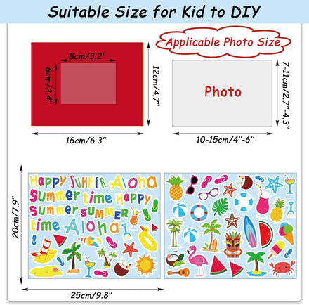 chiazllta 30 Pack Summer Crafts Kit for Kids End of School Year Picture Frames Beach DIY Art Crafts Classroom Summer Activities Game Party Favor