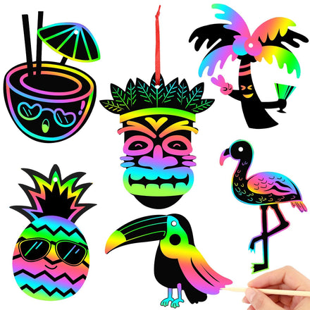 JULMELON 36 PCS Summer Crafts, Rainbow Scratch Art Summer Gifts Magic Color Ice Cream Scratch Cards DIY Sweet Candy Ornament for Party Favors School Activities