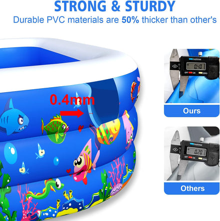 Inflatable Swimming Pool, 120" x 72" x 22" Kiddie Pools, Family Lounge Pools Thickened Above Ground Family Pool for Summer Water Party, Backyard, Garden Lawn, Blue