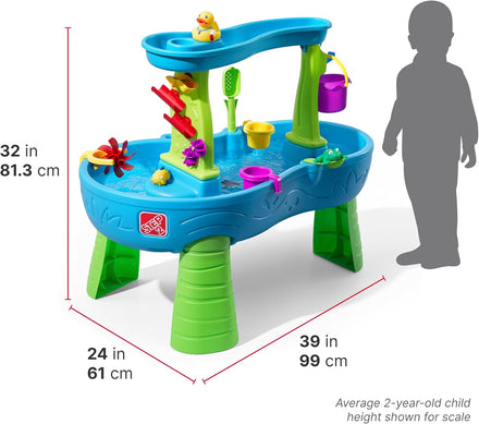 Step2 Rain Showers Splash Pond Toddler Water Table, Kids Water and Sand Activity Sensory Playset, Summer Outdoor Toys, 13 Piece Toy Accessories, For Toddles 1.5+ Years Old