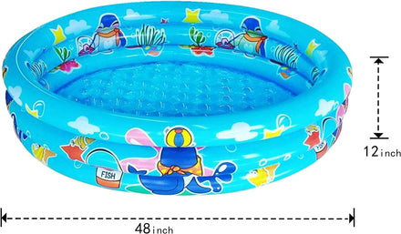 3 Rings Kiddie Pool for Toddler, 48”X12”,Kids Swimming Pool, Inflatable Baby Ball Pit Pool, Small Infant Pool (Blue)